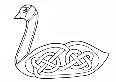 Celtic Swan Design Coloring Page